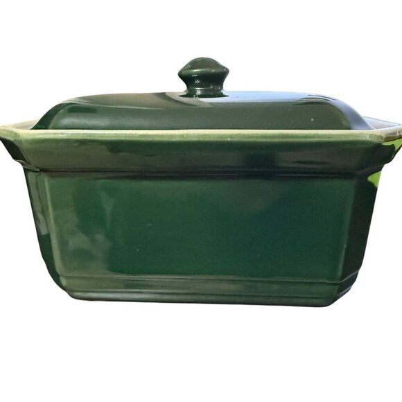 Emile Henry Forest Green Rectangle Loaf Casserole Covered Dish Lid France VTG - Picture 3 of 12